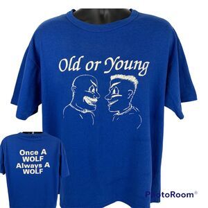 Vintage 80s UNR University of Nevada Reno T Shirt Mens XL X-Large Wolf Pack Blue